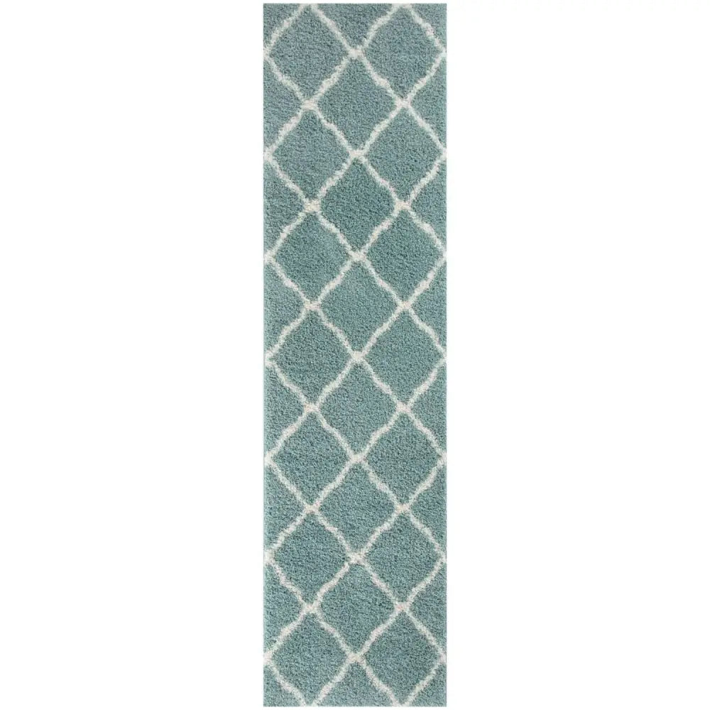 Moroccan Duck Egg Blue Shaggy Rug | 750 - 80X300 cm - Rugs