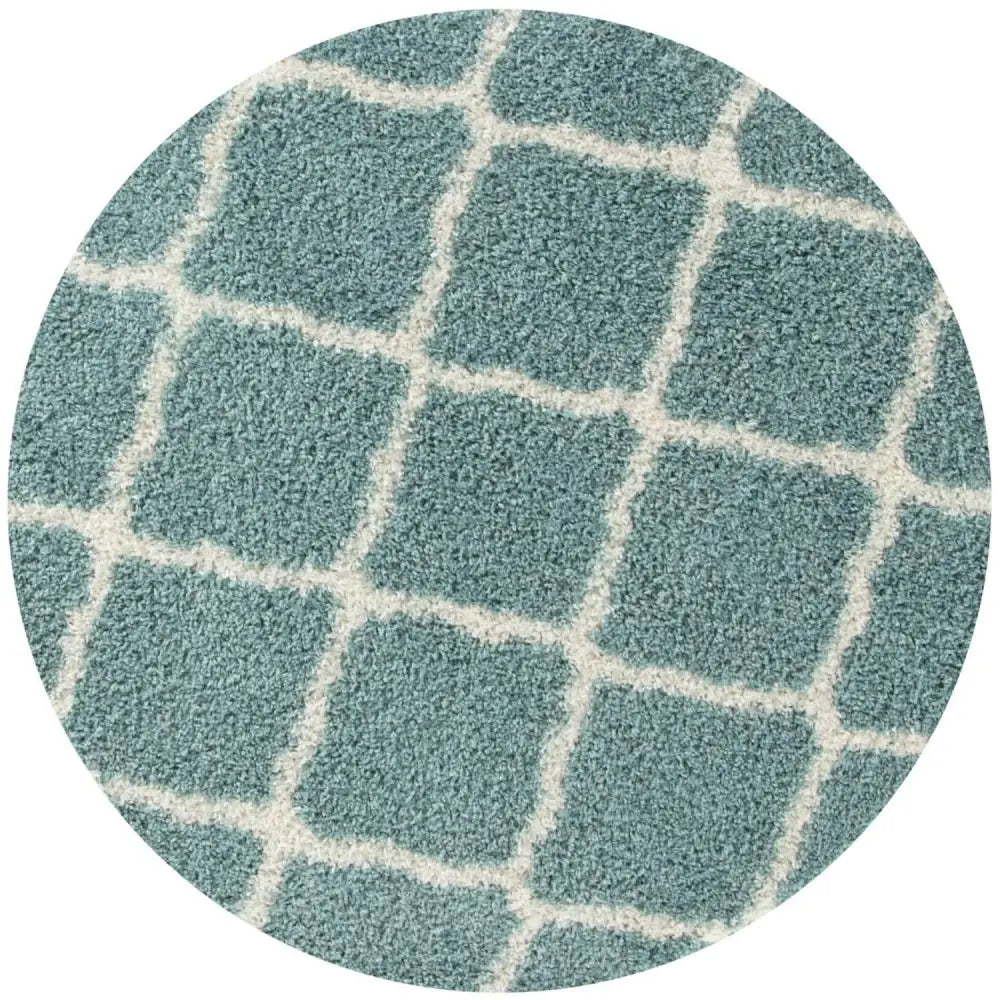 Moroccan Duck Egg Blue Shaggy Rug | 750 - Ø 120 cm - Rugs