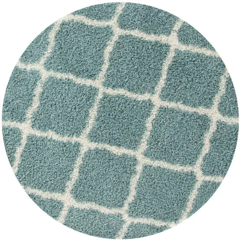 Moroccan Duck Egg Blue Shaggy Rug | 750 - Ø 120 cm - Rugs