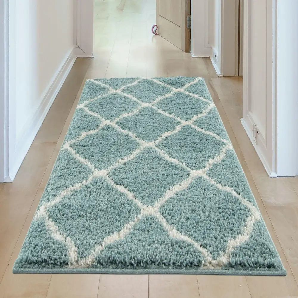 Moroccan Duck Egg Blue Shaggy Rug | 750 - Rugs