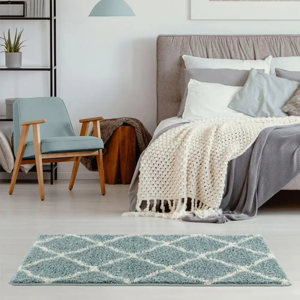 Moroccan Duck Egg Blue Shaggy Rug | 750 - Rugs