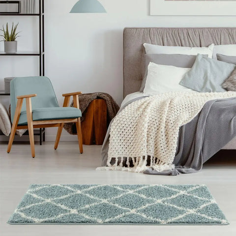 Moroccan Duck Egg Blue Shaggy Rug | 750 - Rugs
