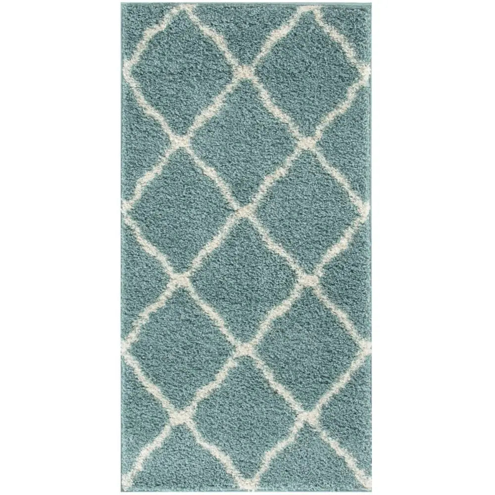 Moroccan Duck Egg Blue Shaggy Rug | 750 - Rugs