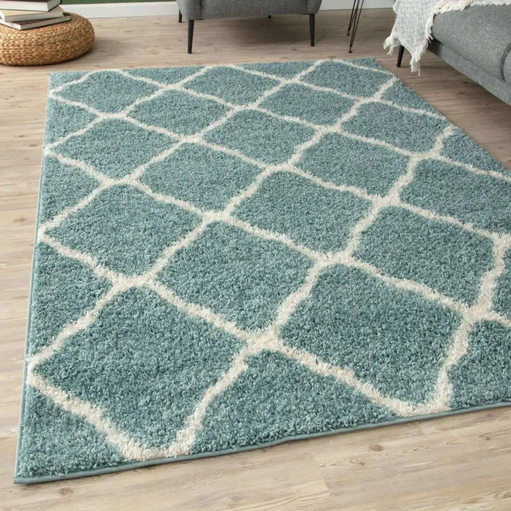 Moroccan Duck Egg Blue Shaggy Rug | 750 - Rugs