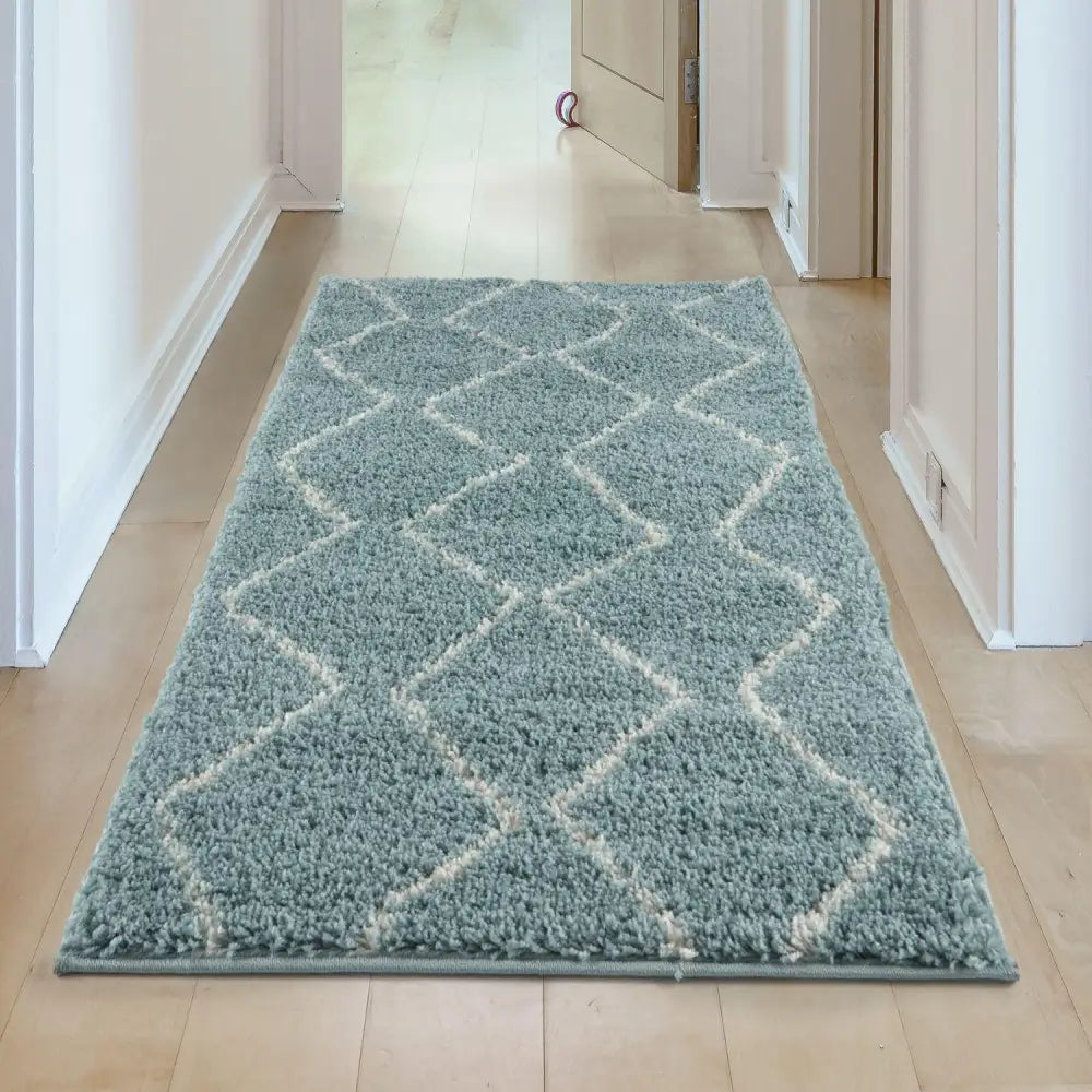 Moroccan Duck Egg Blue Shaggy Rug | 850 - Rugs