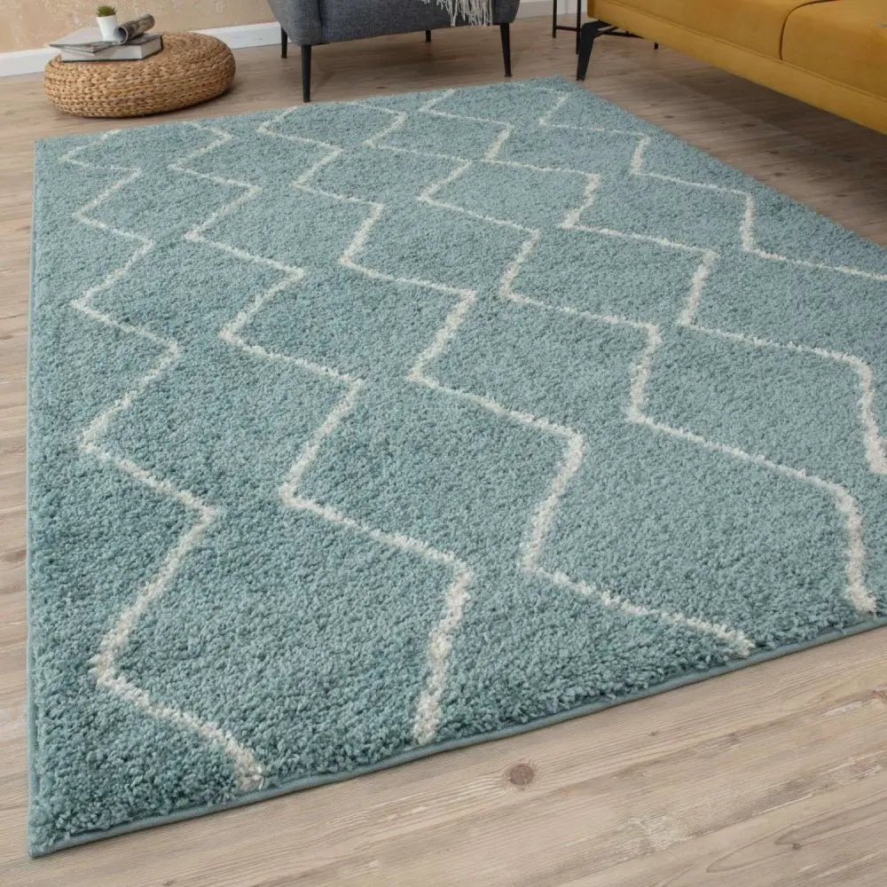 Moroccan Duck Egg Blue Shaggy Rug | 850 - Rugs