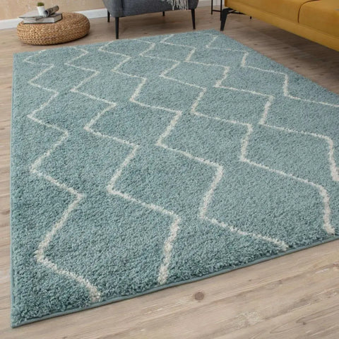 Moroccan Duck Egg Blue Shaggy Rug | 850 - Rugs
