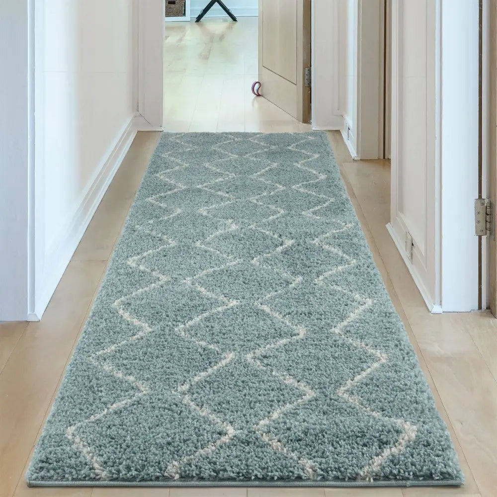 Moroccan Duck Egg Blue Shaggy Rug | 850 - Rugs