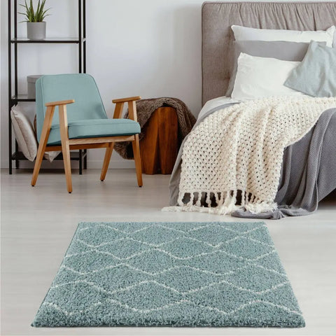 Moroccan Duck Egg Blue Shaggy Rug | 850 - Rugs