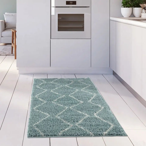 Moroccan Duck Egg Blue Shaggy Rug | 850 - Rugs