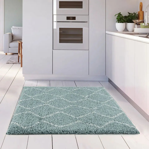 Moroccan Duck Egg Blue Shaggy Rug | 850 - Rugs