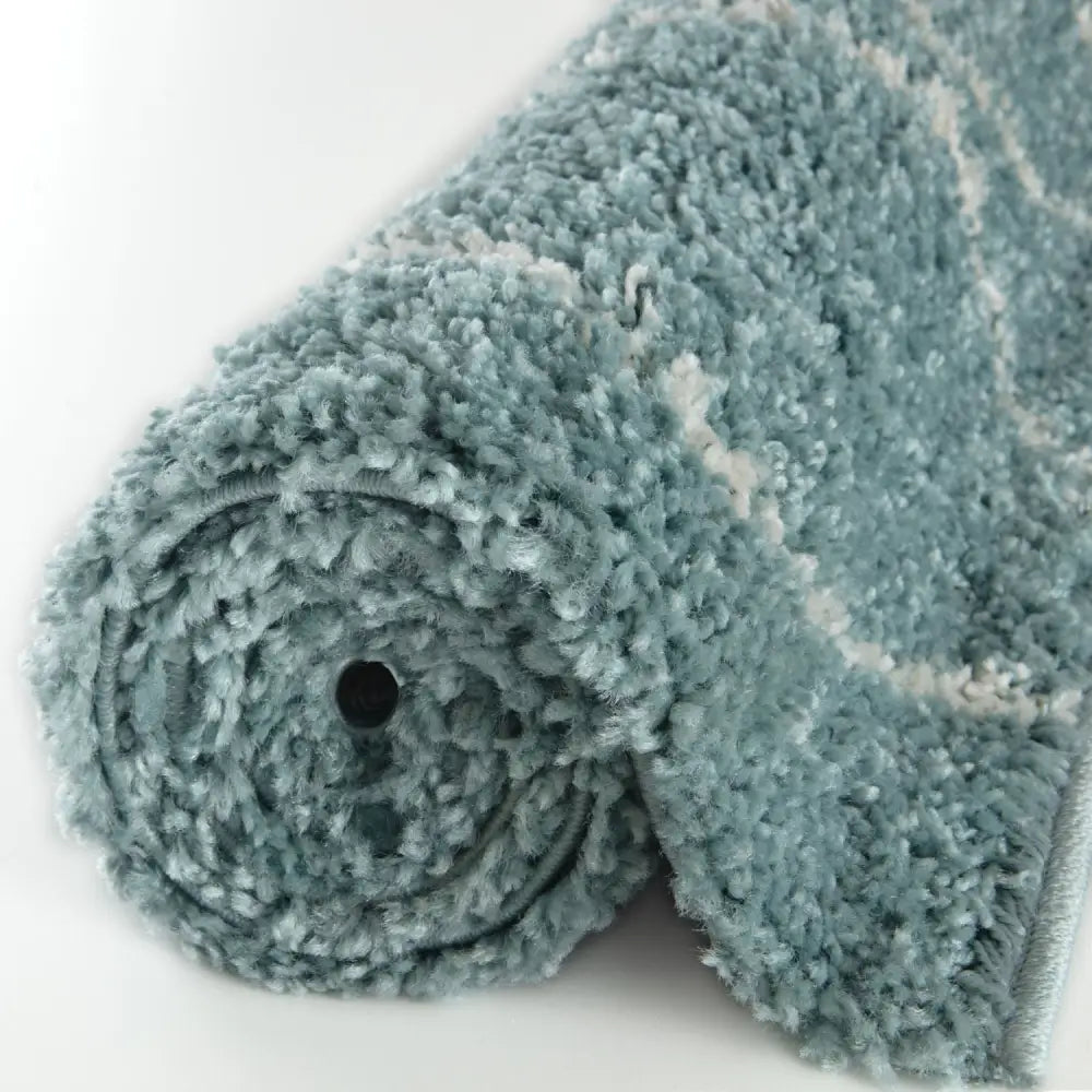 Moroccan Duck Egg Blue Shaggy Rug | 850 - Rugs