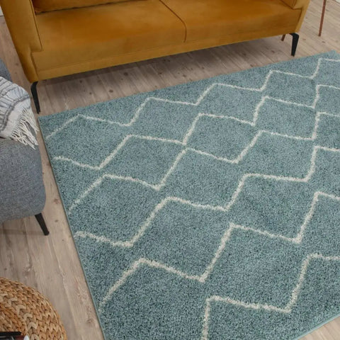 Moroccan Duck Egg Blue Shaggy Rug | 850 - Rugs