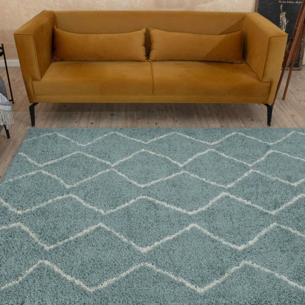 Moroccan Duck Egg Blue Shaggy Rug | 850 - Rugs