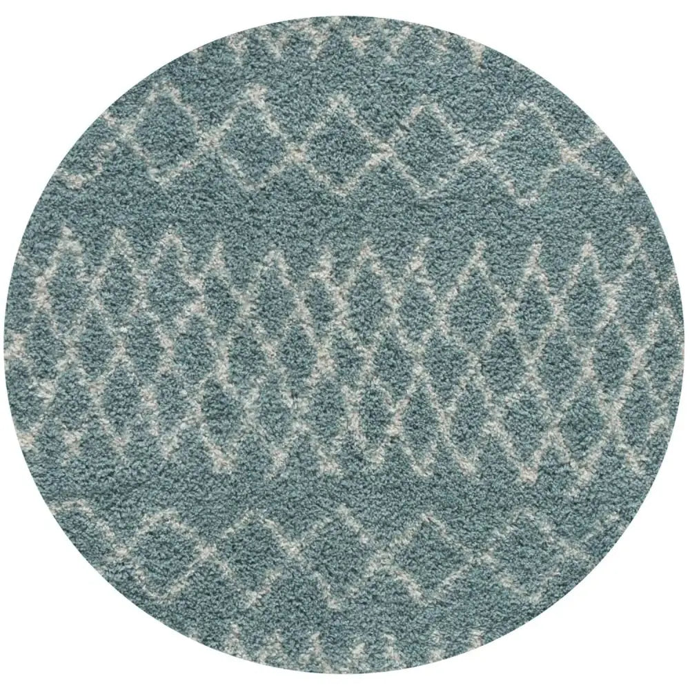 Moroccan Duck Egg Blue Shaggy Rug | 950 - Ø 120 cm - Rugs