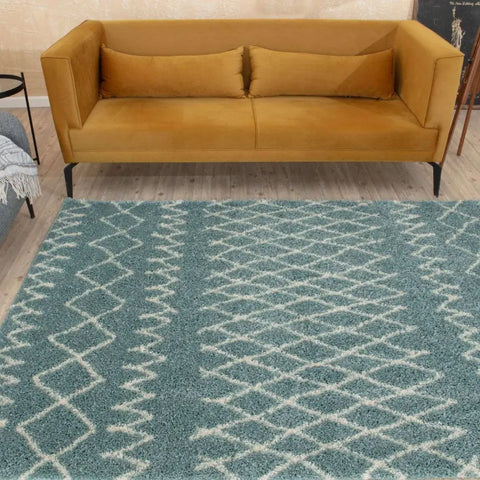 Moroccan Duck Egg Blue Shaggy Rug | 950 - Rugs
