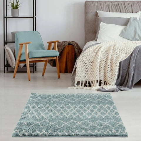 Moroccan Duck Egg Blue Shaggy Rug | 950 - Rugs