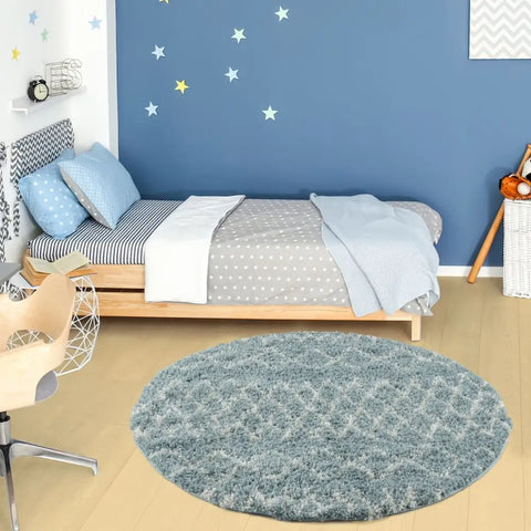 Moroccan Duck Egg Blue Shaggy Rug | 950 - Rugs