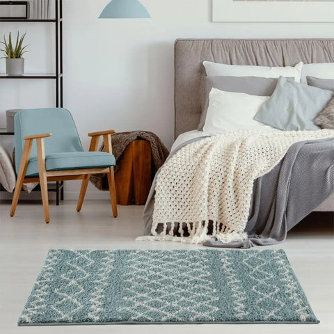 Moroccan Duck Egg Blue Shaggy Rug | 950 - Rugs