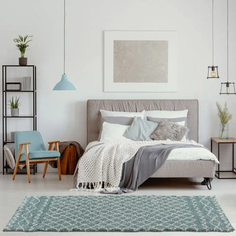 Moroccan Duck Egg Blue Shaggy Rug | 950 - Rugs