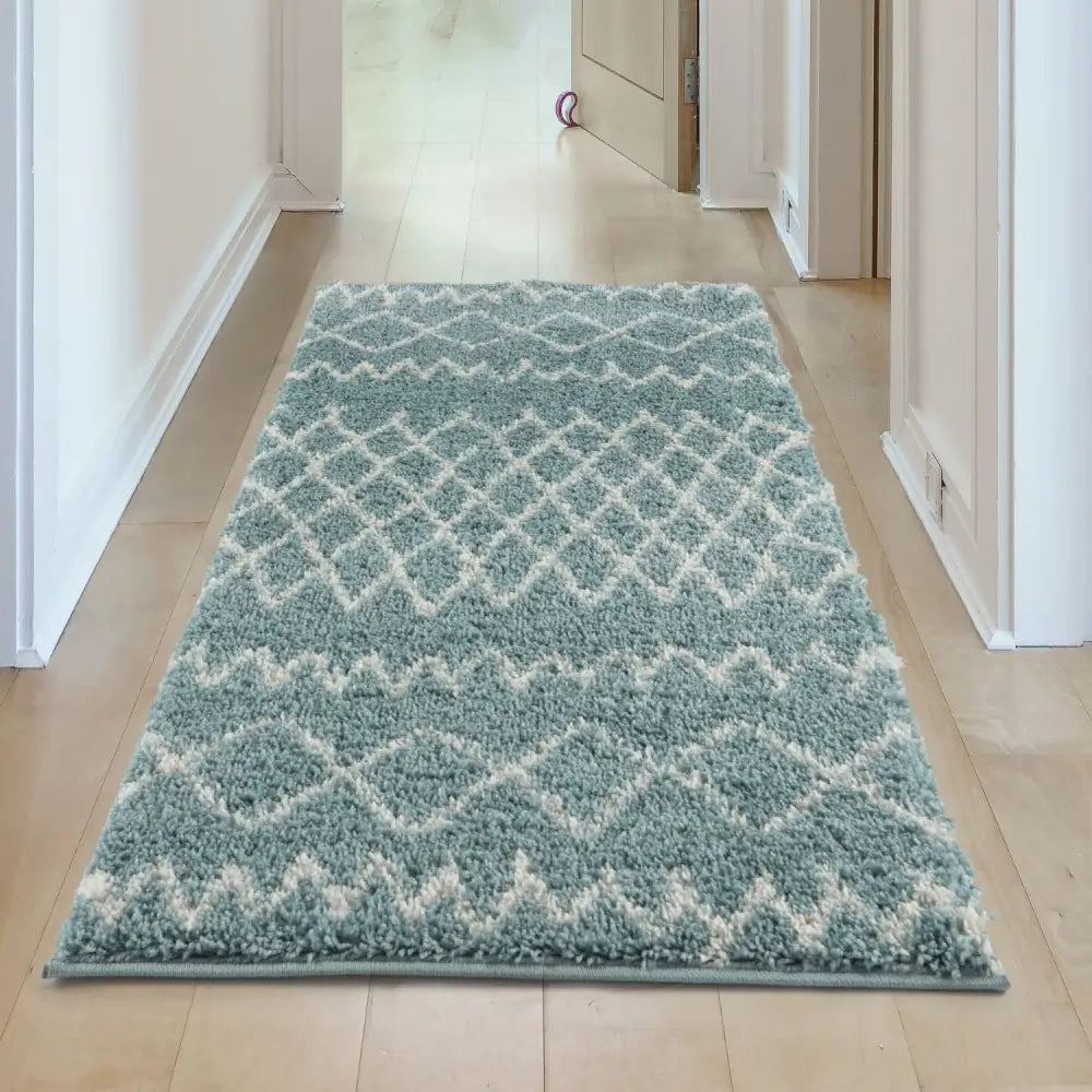 Moroccan Duck Egg Blue Shaggy Rug | 950 - Rugs