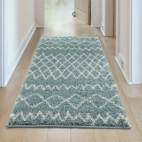 Moroccan Duck Egg Blue Shaggy Rug | 950 - Rugs