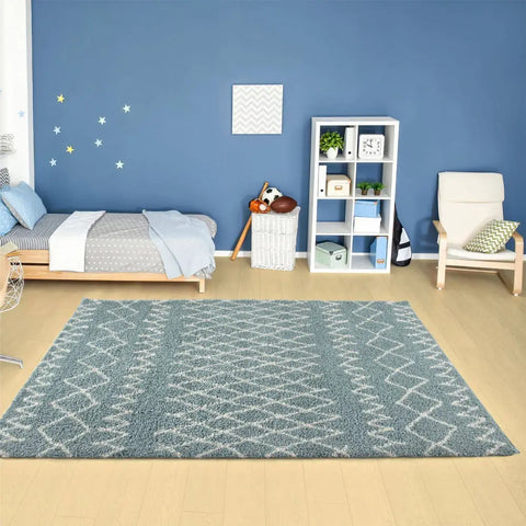 Moroccan Duck Egg Blue Shaggy Rug | 950 - Rugs