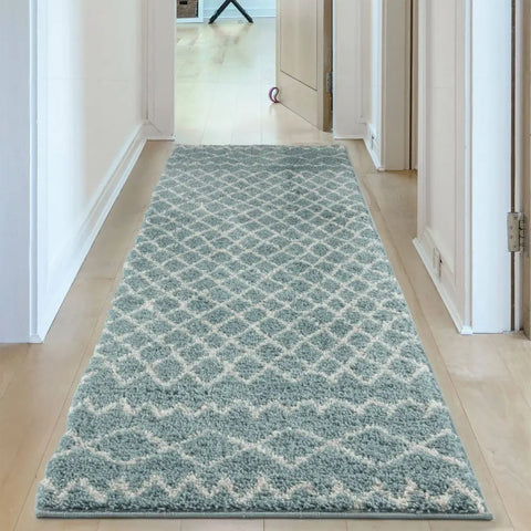 Moroccan Duck Egg Blue Shaggy Rug | 950 - Rugs