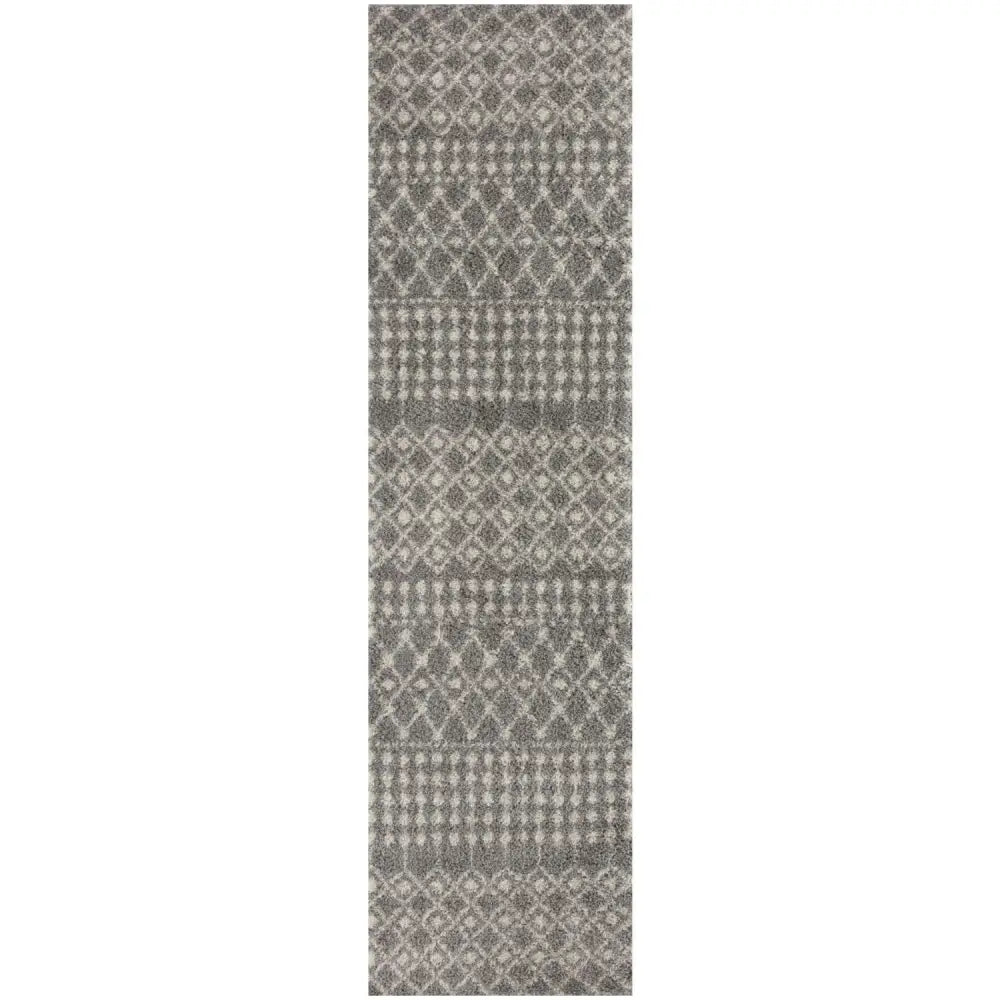 Moroccan Grey Shaggy Rug | 1010 - 80X300 cm - Rugs