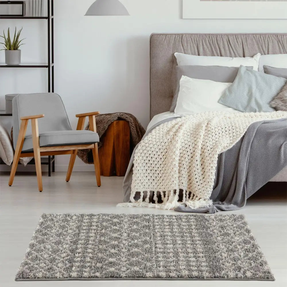Moroccan Grey Shaggy Rug | 1010 - Rugs