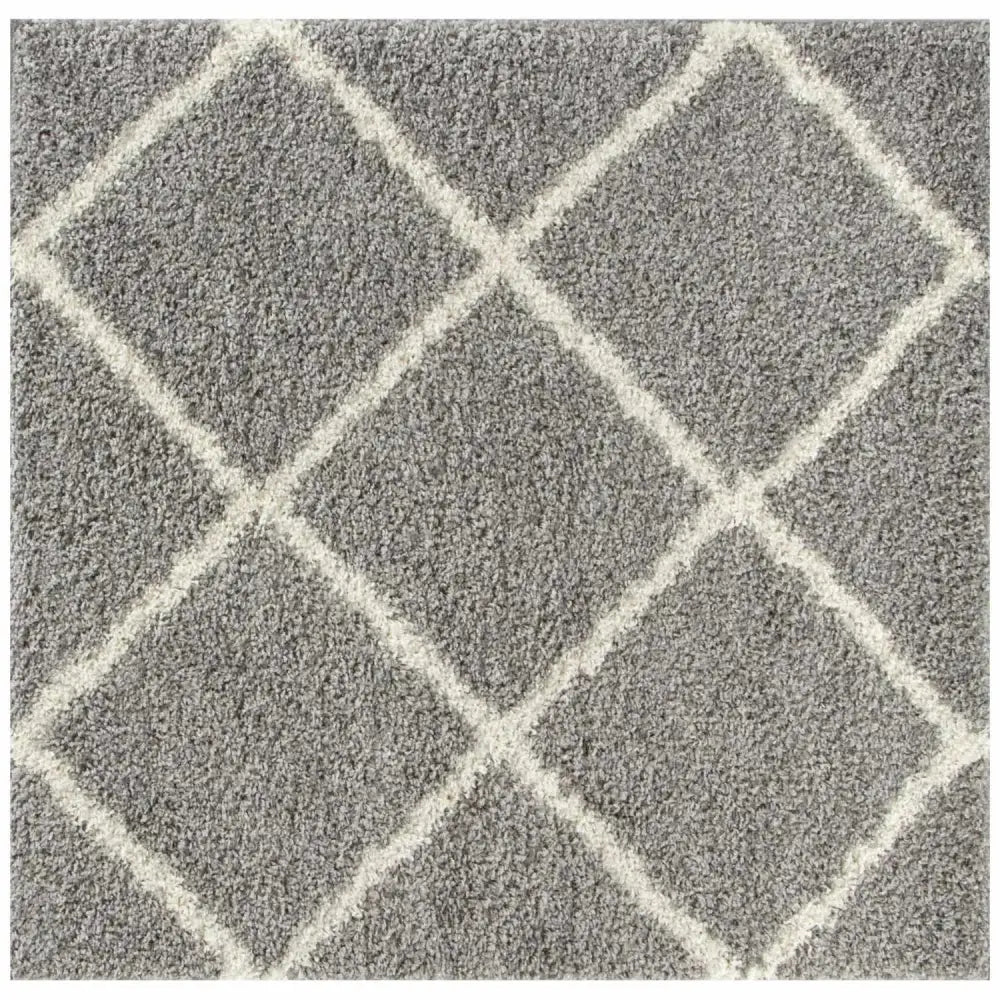 Moroccan Grey Shaggy Rug | 510 - 120X120 cm - Rugs
