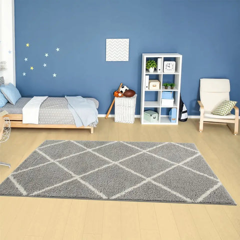 Moroccan Grey Shaggy Rug | 510 - Rugs