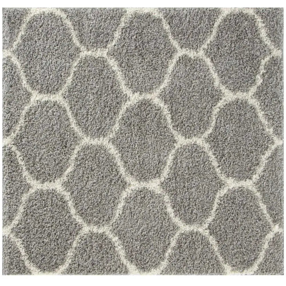 Moroccan Grey Shaggy Rug | 610 - 120X120 cm - Rugs
