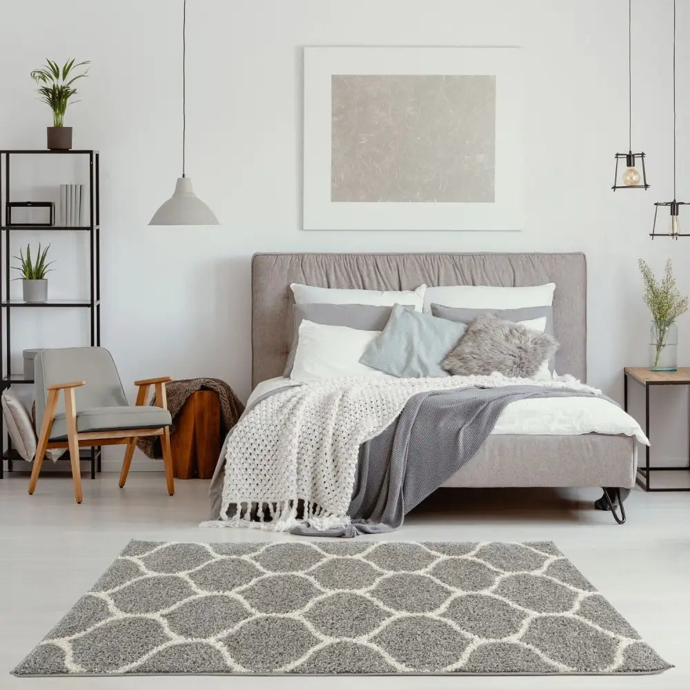 Moroccan Grey Shaggy Rug | 610 - Rugs