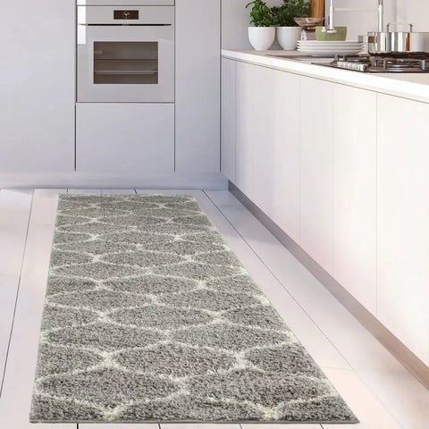Moroccan Grey Shaggy Rug | 610 - Rugs