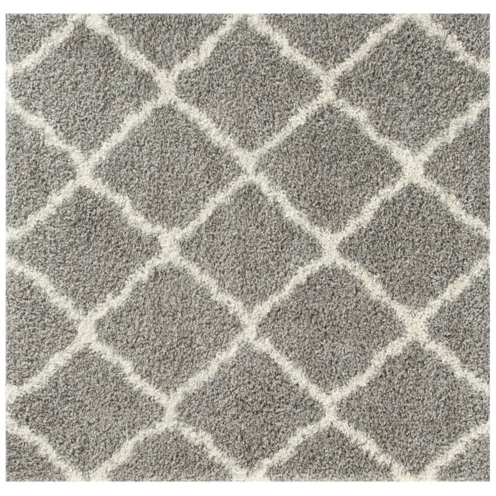 Moroccan Grey Shaggy Rug | 710 - 120X120 cm - Rugs