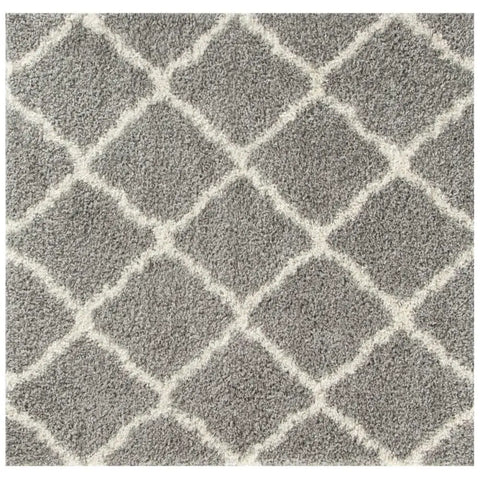 Moroccan Grey Shaggy Rug | 710 - 120X120 cm - Rugs