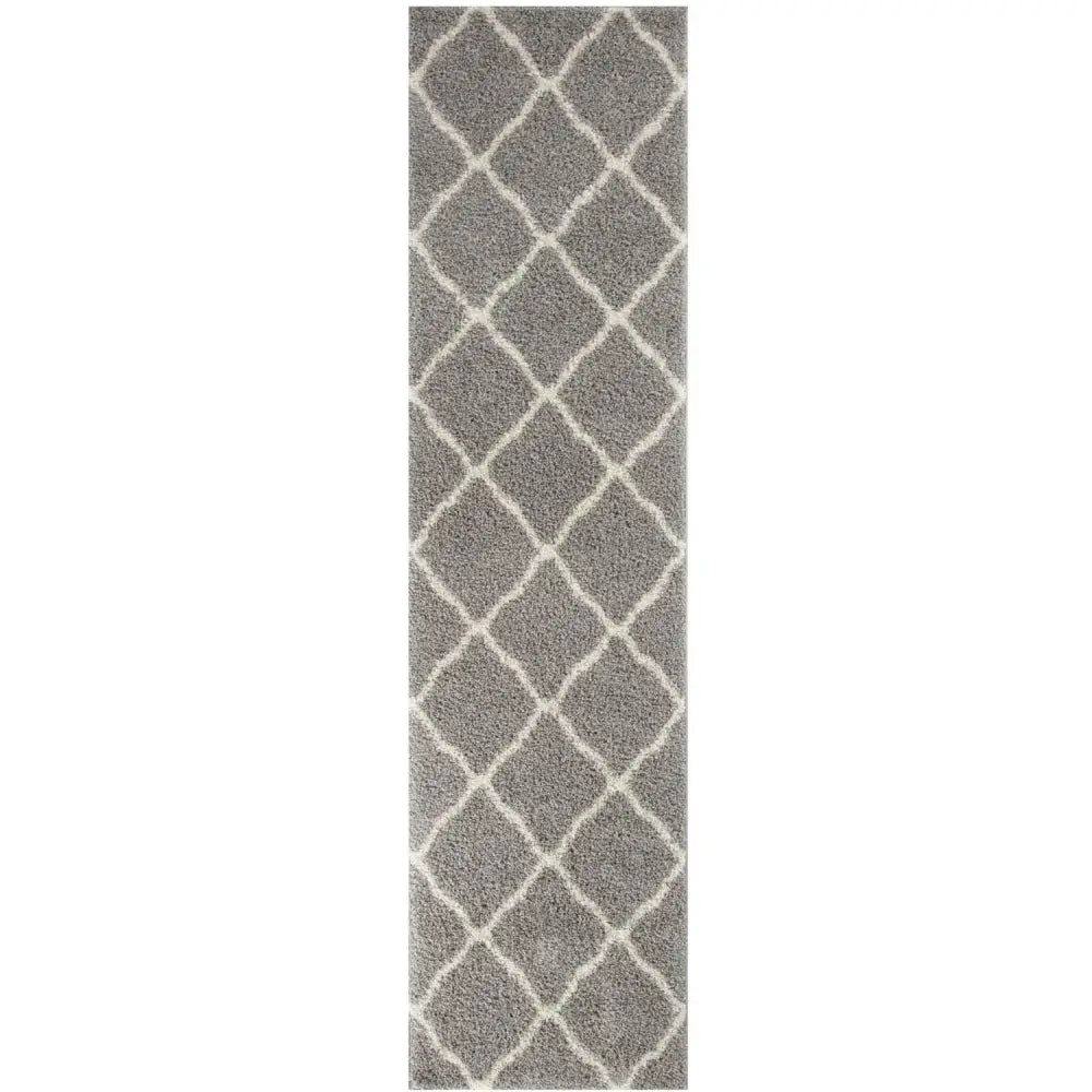 Moroccan Grey Shaggy Rug | 710 - 80X300 cm - Rugs