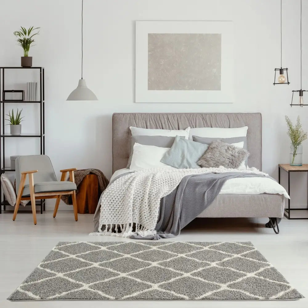 Moroccan Grey Shaggy Rug | 710 - Rugs