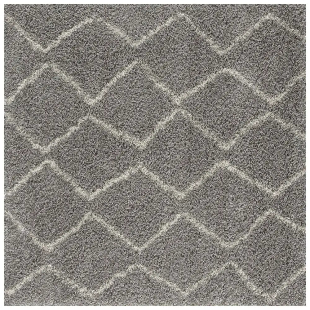 Moroccan Grey Shaggy Rug | 810 - 120X120 cm - Rugs