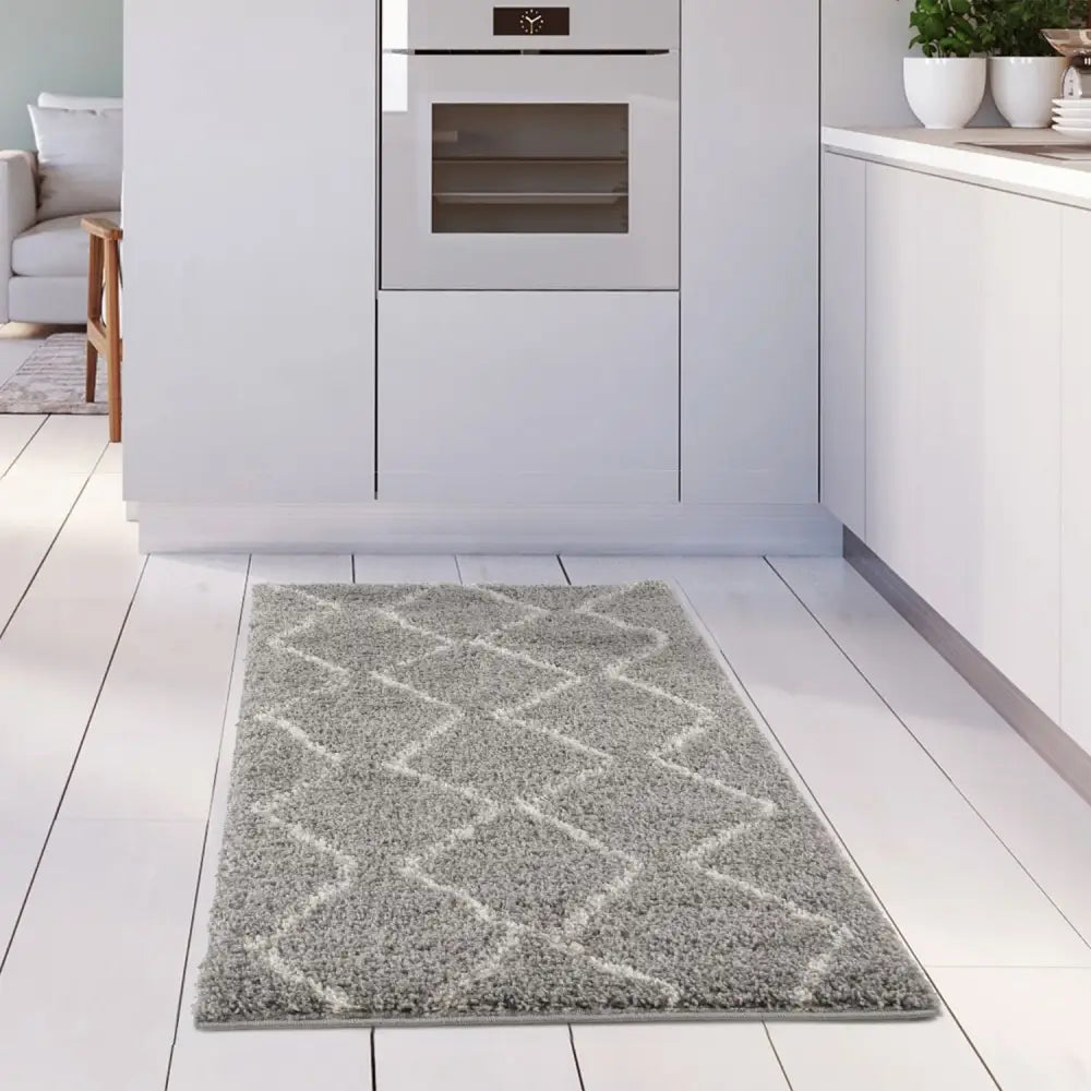 Moroccan Grey Shaggy Rug | 810 - Rugs