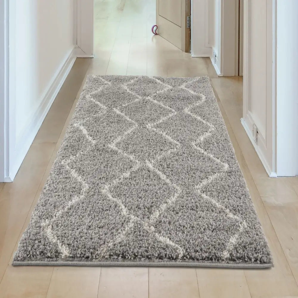 Moroccan Grey Shaggy Rug | 810 - Rugs