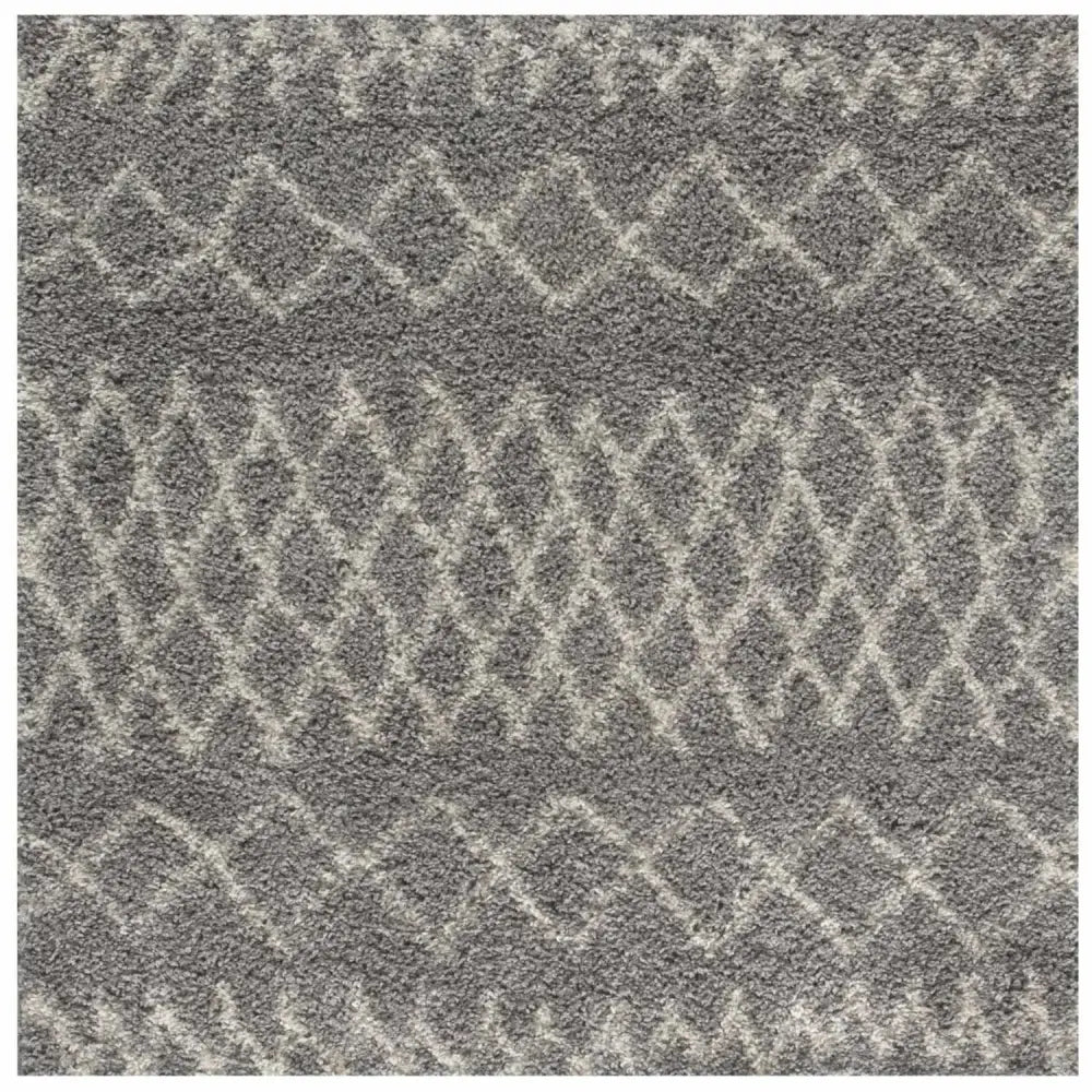 Moroccan Grey Shaggy Rug | 910 - 120X120 cm - Rugs