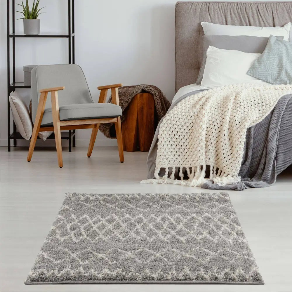 Moroccan Grey Shaggy Rug | 910 - Rugs