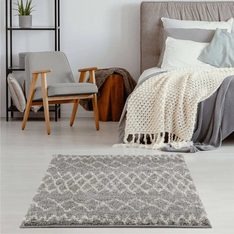 Moroccan Grey Shaggy Rug | 910 - Rugs