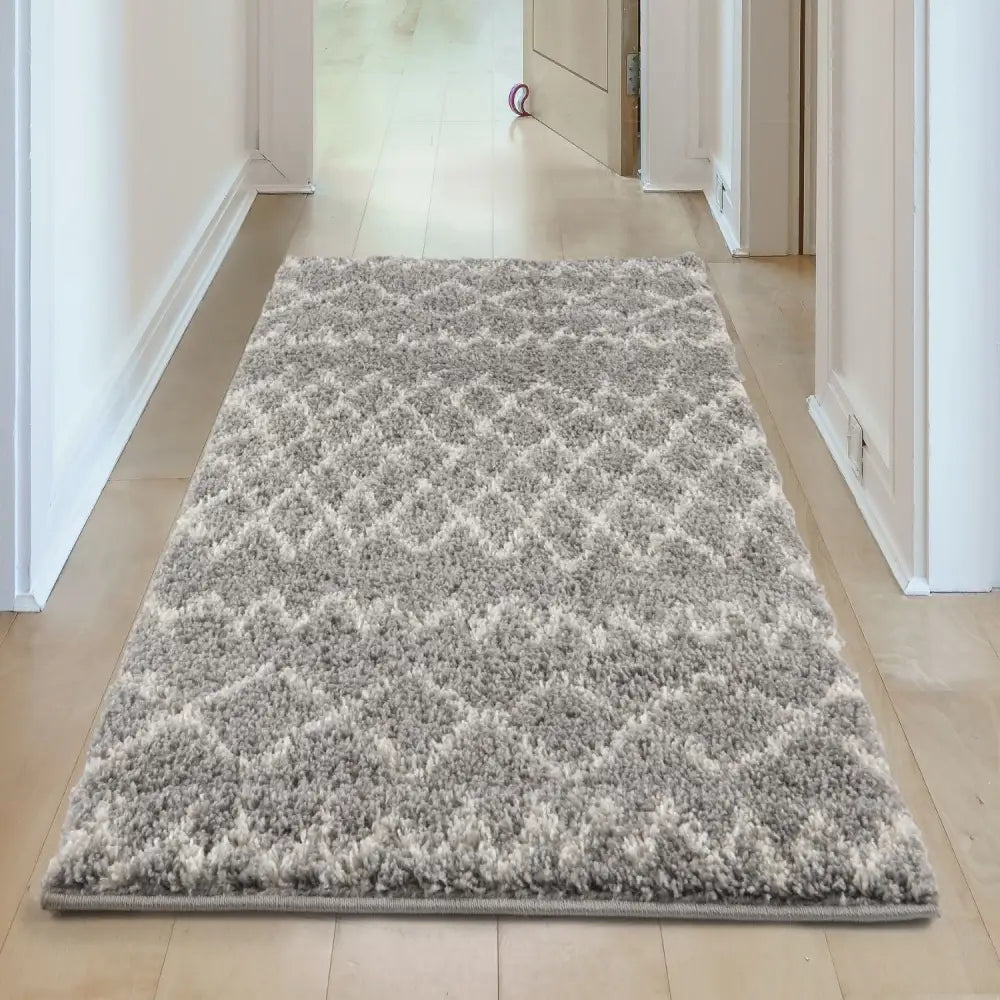 Moroccan Grey Shaggy Rug | 910 - Rugs