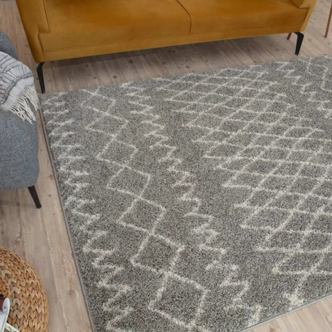 Moroccan Grey Shaggy Rug | 910 - Rugs