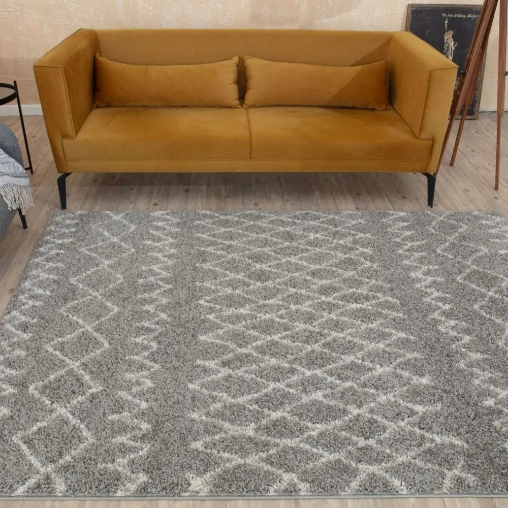 Moroccan Grey Shaggy Rug | 910 - Rugs