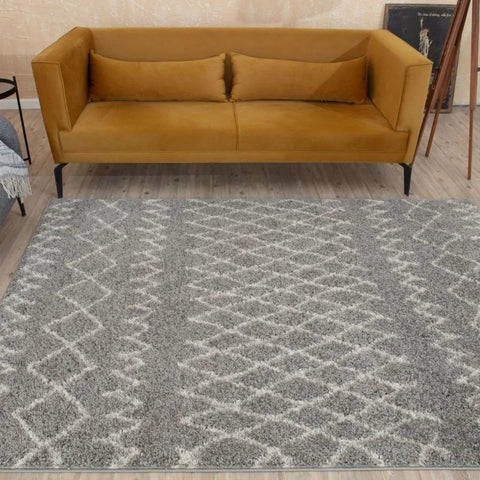Moroccan Grey Shaggy Rug | 910 - Rugs