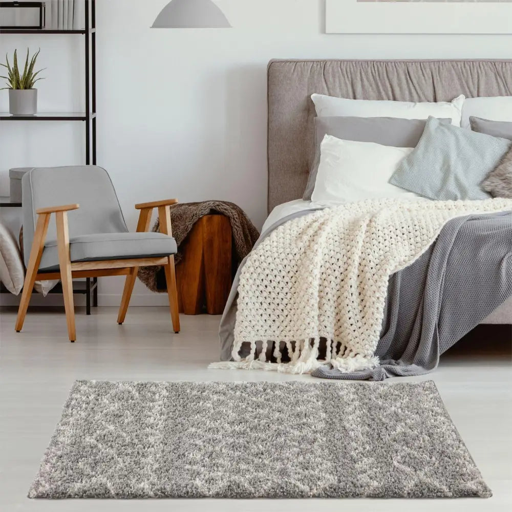 Moroccan Grey Shaggy Rug | 910 - Rugs